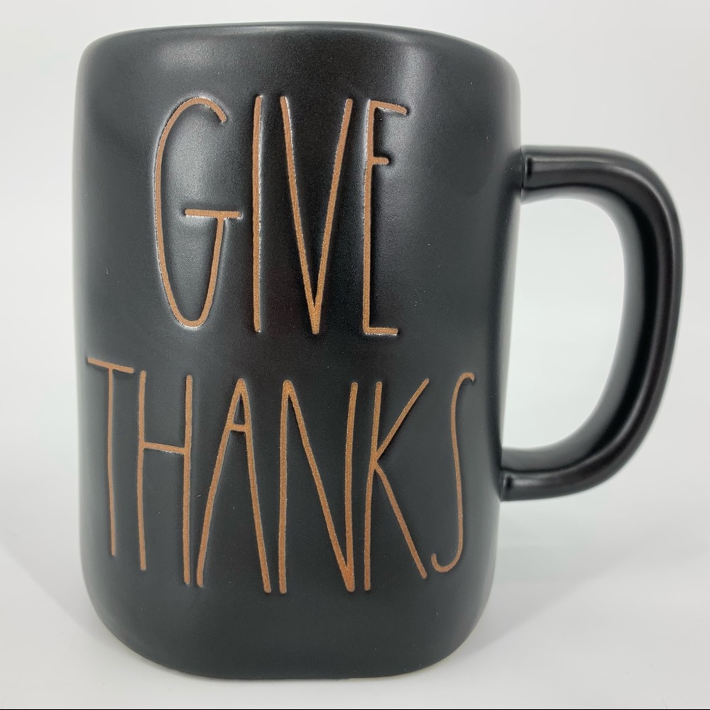 Rae Dunn ‘GIVE THANKS’ Black with Orange Mug